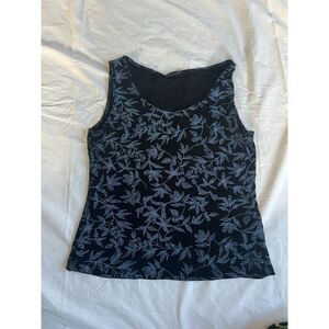 black with blue glitter tank top floral print